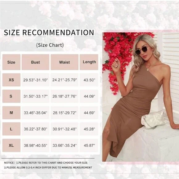 Sarin Mathews Tan One Shoulder Ruched Bodycon Midi Dress Size Large NWT - Picture 4 of 6